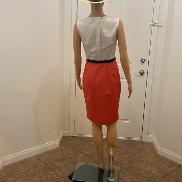 Georgiou Studio Size 2 Orange Cream Scoop Neck Side Zipper Lined Darts Belt - Picture 6 of 11